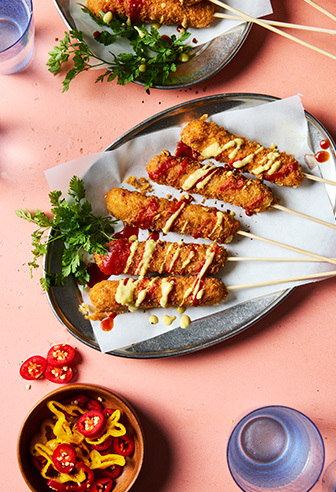 vegane Chicken Chili Cheese Corn Dogs vegane Chicken Chili Cheese Corn Dogs