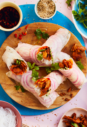 Sommerrollen mit endori veganem Chicken Chili Paprika Sommerrollen mit endori veganem Chicken Chili Paprika
